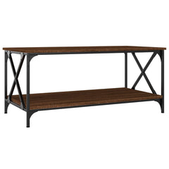 vidaXL Coffee Table Brown Oak 100x50x45 cm Engineered Wood and Iron 2