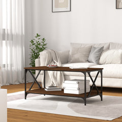 vidaXL Coffee Table Brown Oak 100x50x45 cm Engineered Wood and Iron 3