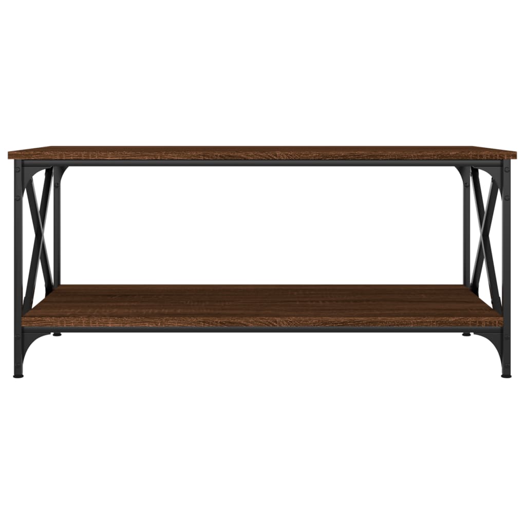 vidaXL Coffee Table Brown Oak 100x50x45 cm Engineered Wood and Iron 4