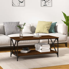 vidaXL Coffee Table Brown Oak 100x50x45 cm Engineered Wood and Iron 1