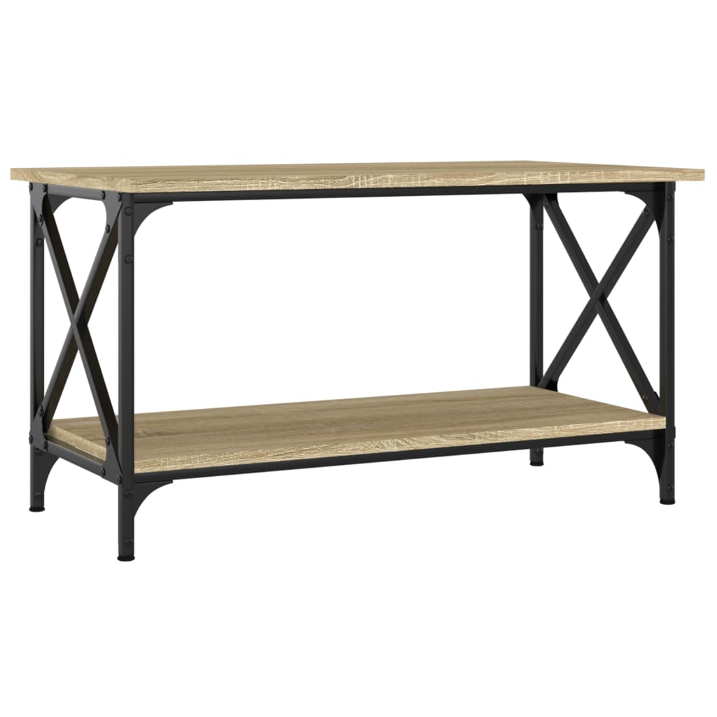 vidaXL Coffee Table Sonoma Oak 80x45x45 cm Engineered Wood and Iron 2