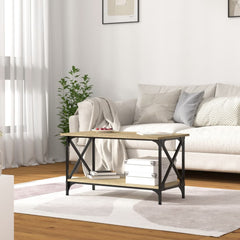 vidaXL Coffee Table Sonoma Oak 80x45x45 cm Engineered Wood and Iron 3