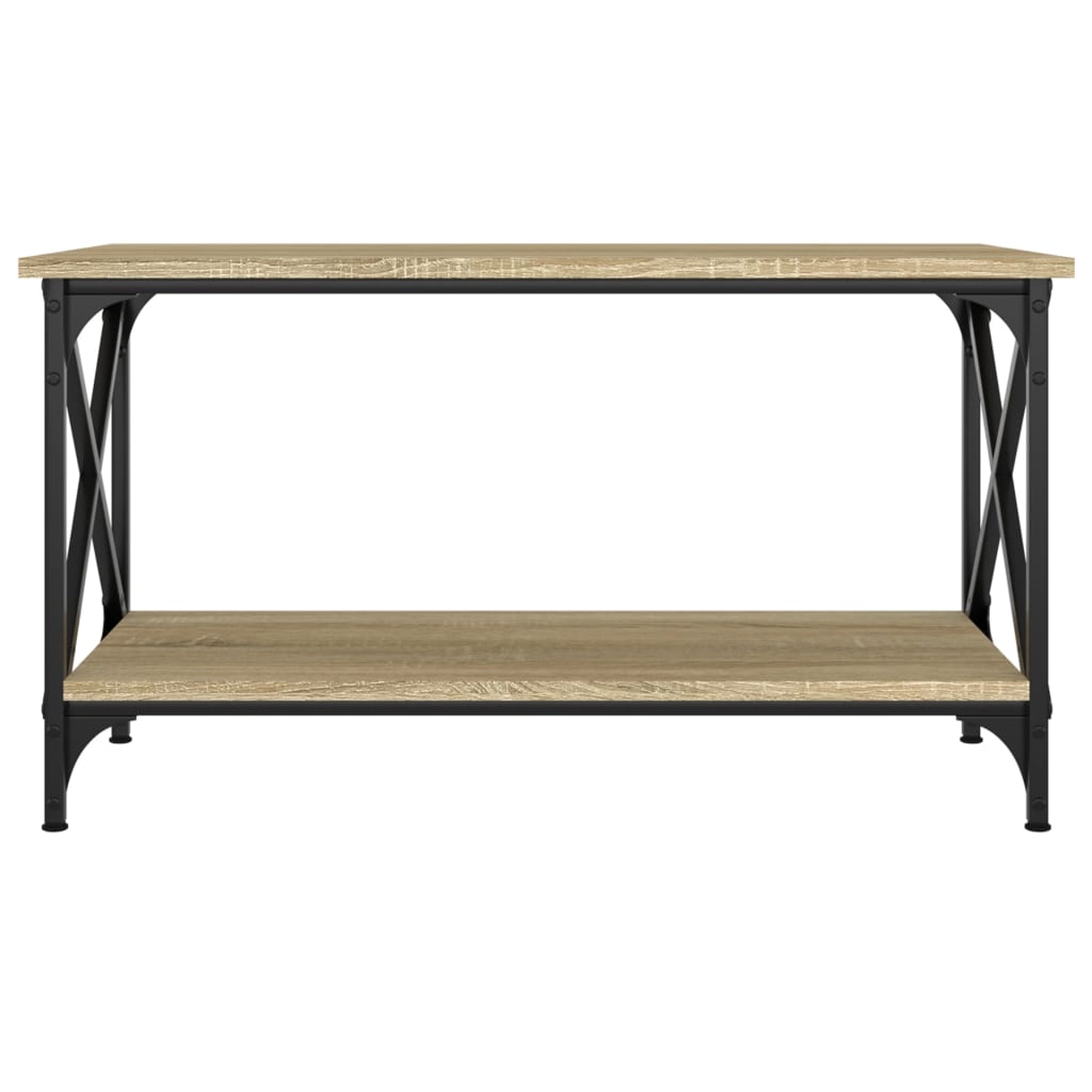 vidaXL Coffee Table Sonoma Oak 80x45x45 cm Engineered Wood and Iron 4