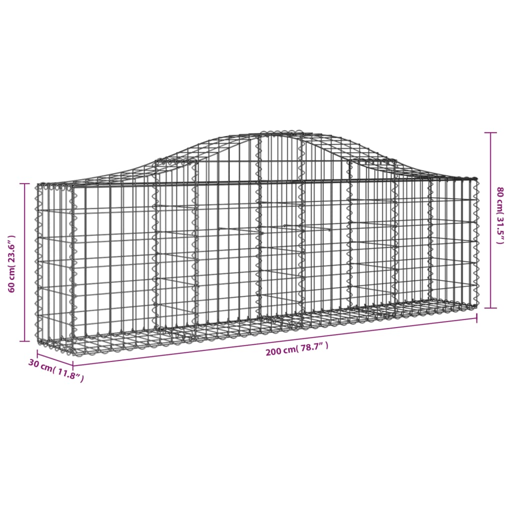 Arched Gabion Baskets Galvanised Iron