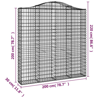 Arched Gabion Baskets 8 pcs 200x30x200/220 cm Galvanised Iron