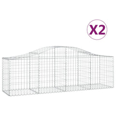 vidaXL Arched Gabion Baskets 2 pcs 200x50x60/80 cm Galvanised Iron 2