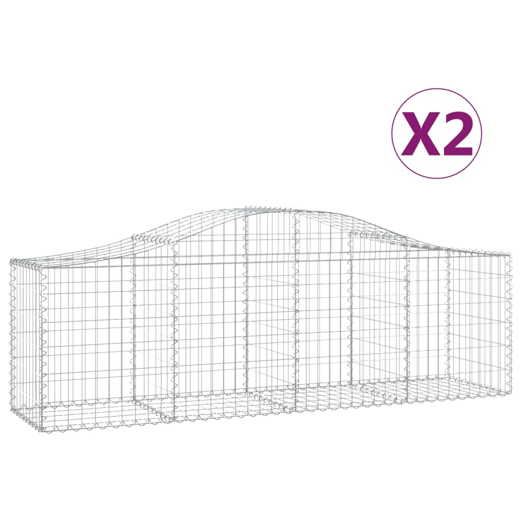 Arched Gabion Baskets Galvanised Iron 2 pcs 200 x 30 x 40/60 cm – 200 x 50 x 220/240 cm 200 x 50 x 60/80 cm