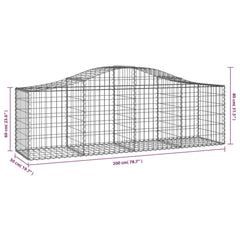vidaXL Arched Gabion Baskets 2 pcs 200x50x60/80 cm Galvanised Iron 6