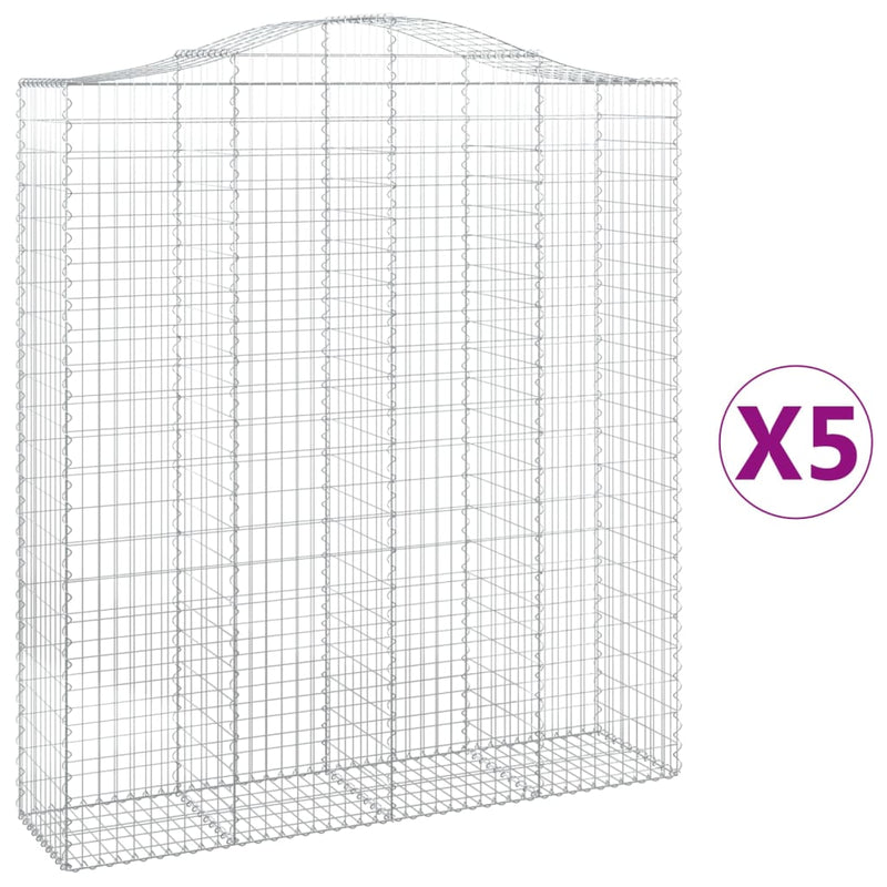 Arched Gabion Baskets 5 pcs 200x50x220/240 cm Galvanised Iron