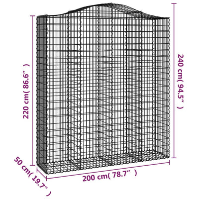 Arched Gabion Baskets 5 pcs 200x50x220/240 cm Galvanised Iron