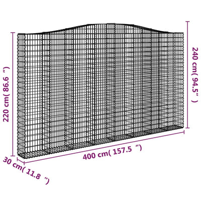 Arched Gabion Baskets 10 pcs 400x30x220/240 cm Galvanised Iron