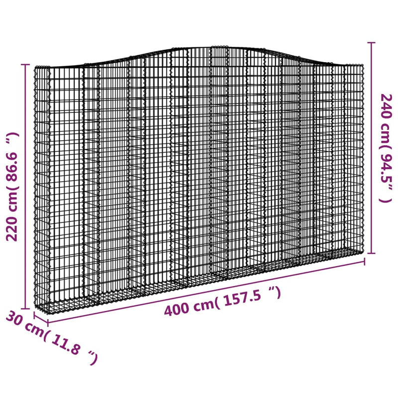 Arched Gabion Baskets 10 pcs 400x30x220/240 cm Galvanised Iron