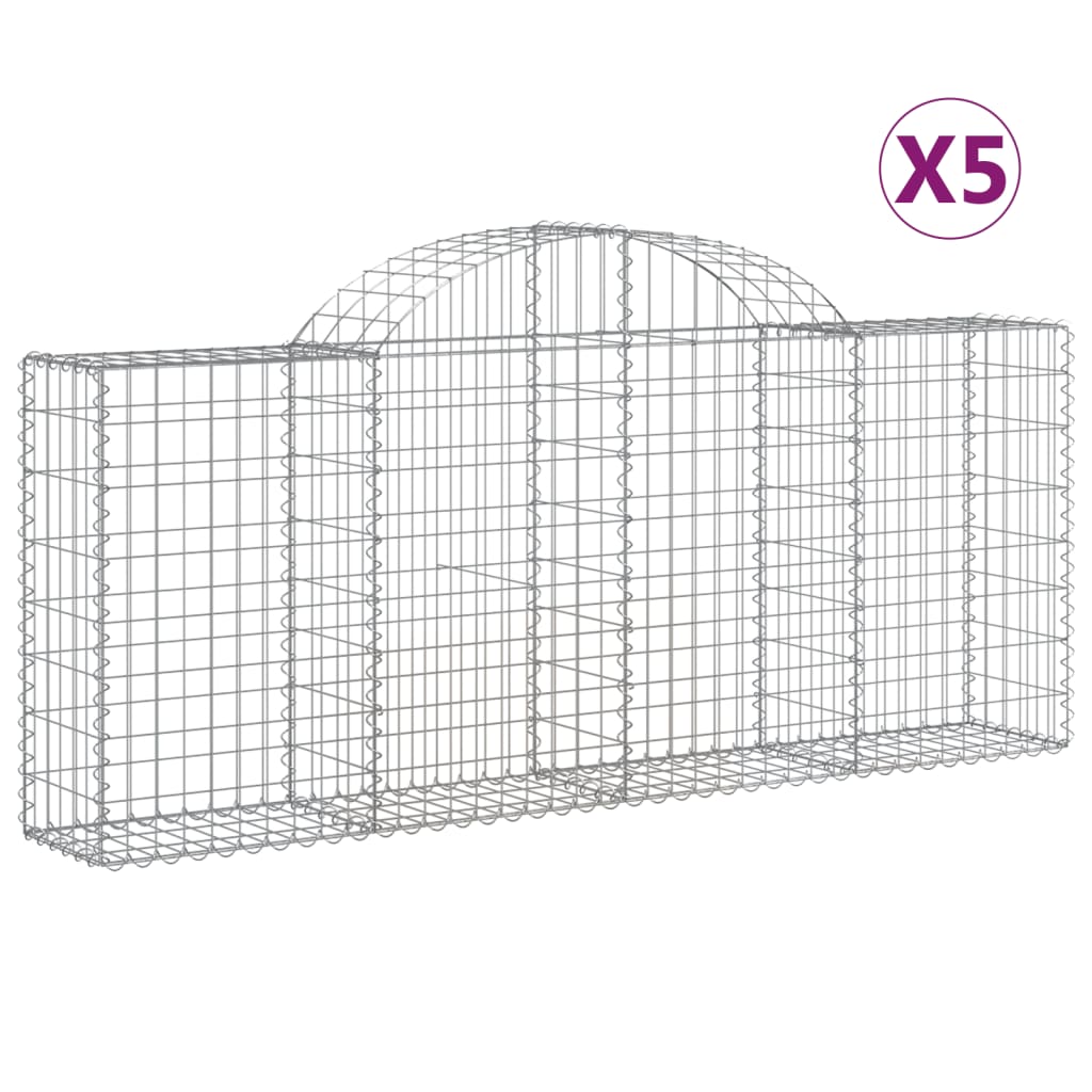 Arched Gabion Baskets Galvanised Iron 5 pcs 200 x 30 x 40/60 cm – 200 x 50 x 220/240 cm 200 x 30 x 80/100 cm