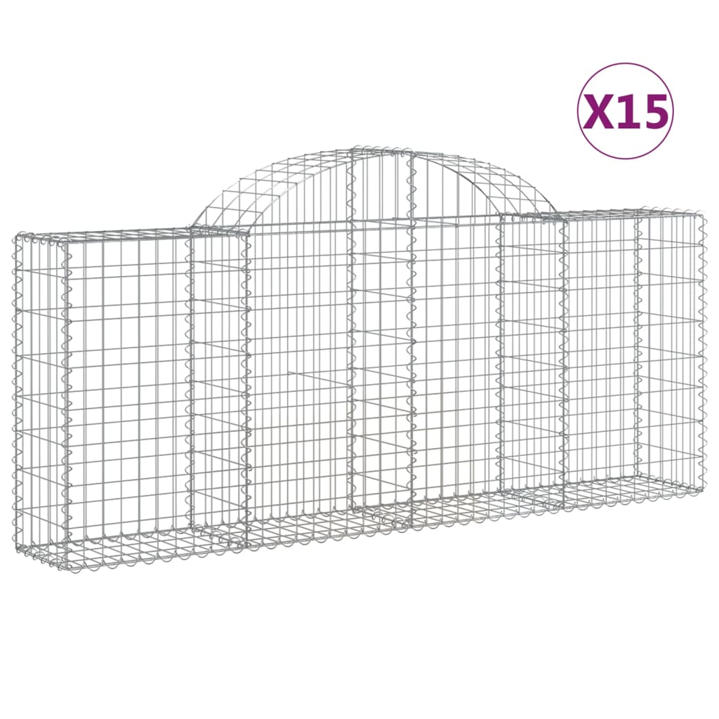 Arched Gabion Baskets Galvanised Iron 15 pcs 200 x 30 x 40/60 cm – 200 x 50 x 220/240 cm 200 x 30 x 80/100 cm