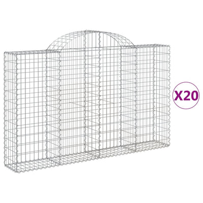 Arched Gabion Baskets 20 pcs 200x30x120/140 cm Galvanised Iron