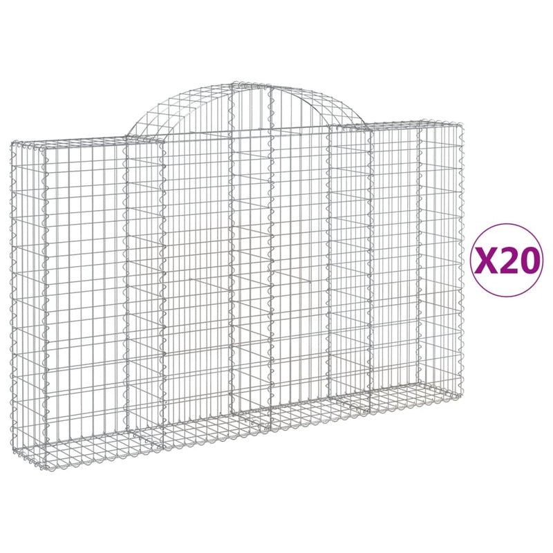 Arched Gabion Baskets 20 pcs 200x30x120/140 cm Galvanised Iron