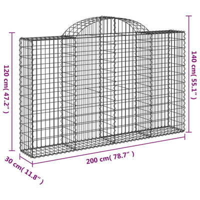 Arched Gabion Baskets 20 pcs 200x30x120/140 cm Galvanised Iron