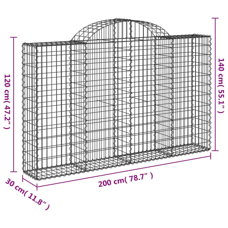 Arched Gabion Baskets 20 pcs 200x30x120/140 cm Galvanised Iron