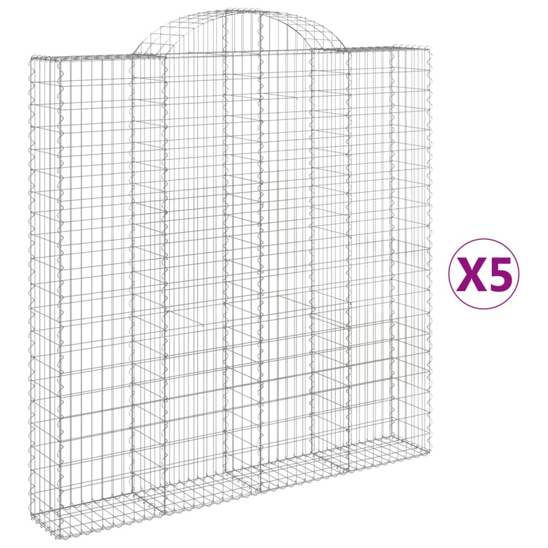 Arched Gabion Baskets 5 pcs 200x30x200/220 cm Galvanised Iron