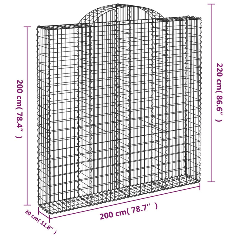 Arched Gabion Baskets 5 pcs 200x30x200/220 cm Galvanised Iron