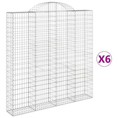 Arched Gabion Baskets 6 pcs 200x30x200/220 cm Galvanised Iron