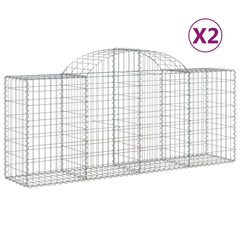 vidaXL Arched Gabion Baskets 2 pcs 200x50x80/100 cm Galvanised Iron 2