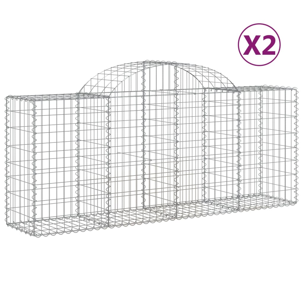 Arched Gabion Baskets Galvanised Iron 2 pcs 200 x 30 x 40/60 cm – 200 x 50 x 220/240 cm 200 x 50 x 80/100 cm