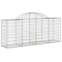 vidaXL Arched Gabion Baskets 2 pcs 200x50x80/100 cm Galvanised Iron 3