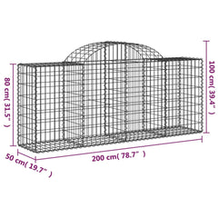 Arched Gabion Baskets Galvanised Iron 2 pcs 200 x 30 x 40/60 cm – 200 x 50 x 220/240 cm 200 x 50 x 80/100 cm