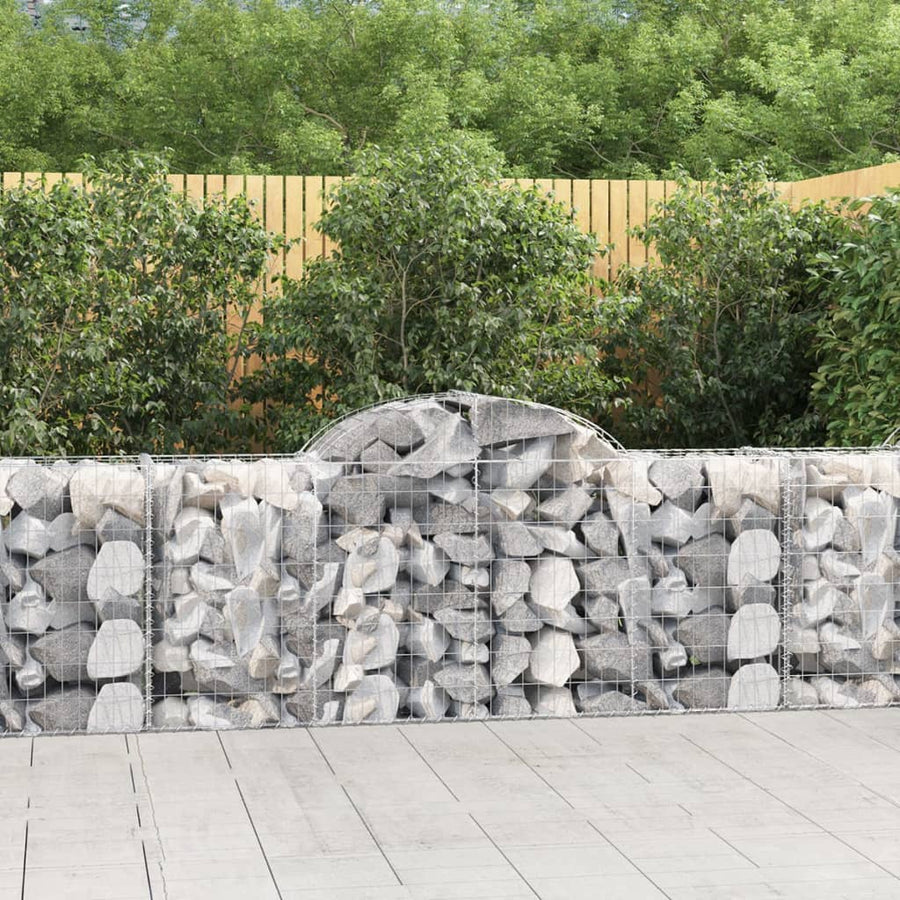 vidaXL Arched Gabion Baskets 2 pcs 200x50x80/100 cm Galvanised Iron 1