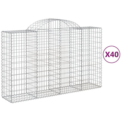 Arched Gabion Baskets 40 pcs 200x50x120/140 cm Galvanised Iron