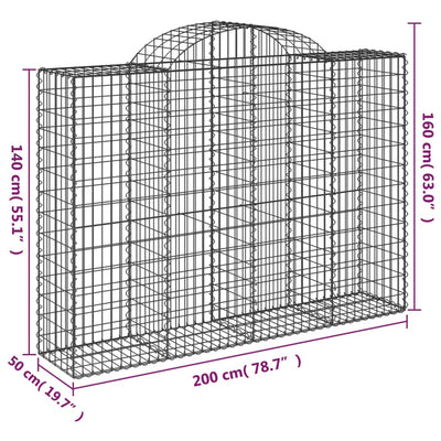 Arched Gabion Baskets 30 pcs 200x50x140/160 cm Galvanised Iron