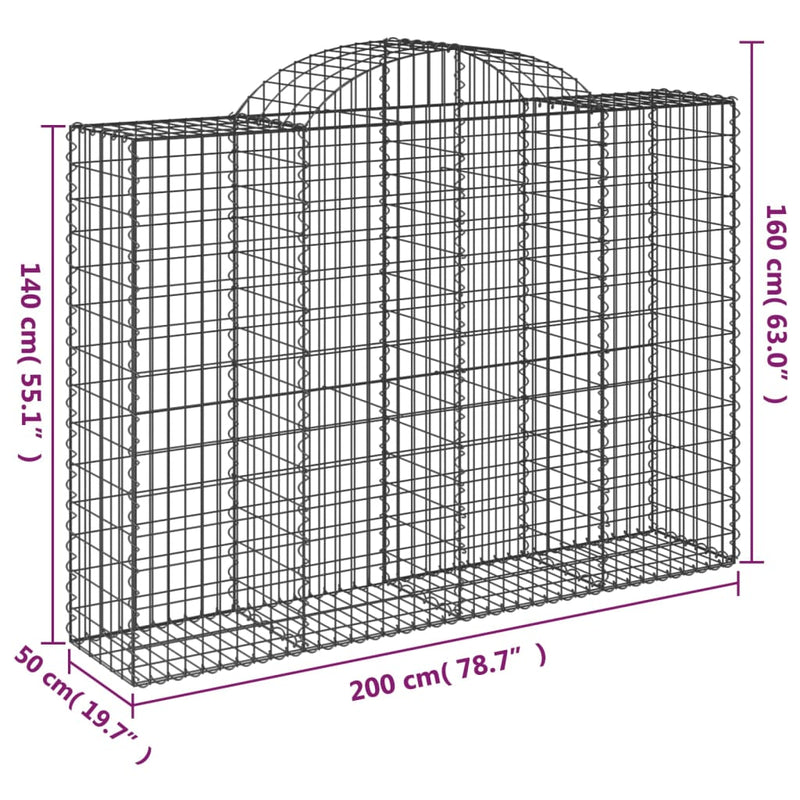 Arched Gabion Baskets 30 pcs 200x50x140/160 cm Galvanised Iron