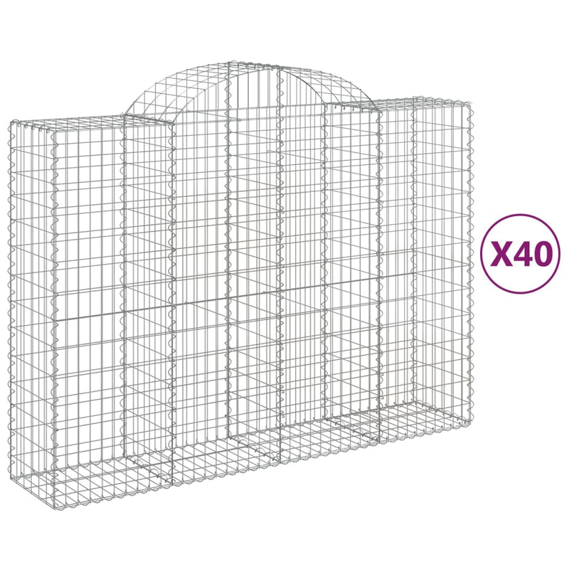 Arched Gabion Baskets 40 pcs 200x50x140/160 cm Galvanised Iron