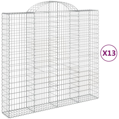 Arched Gabion Baskets 13 pcs 200x50x180/200 cm Galvanised Iron