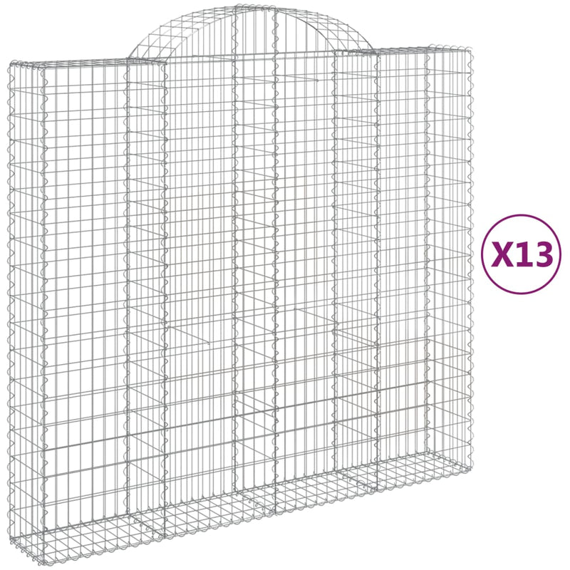 Arched Gabion Baskets 13 pcs 200x50x180/200 cm Galvanised Iron