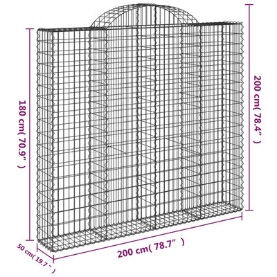 Arched Gabion Baskets 13 pcs 200x50x180/200 cm Galvanised Iron