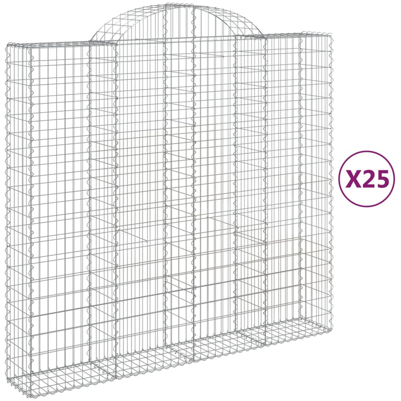 Arched Gabion Baskets 25 pcs 200x50x180/200 cm Galvanised Iron