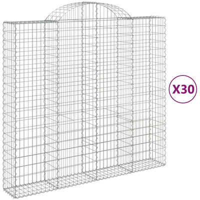 Arched Gabion Baskets 30 pcs 200x50x180/200 cm Galvanised Iron