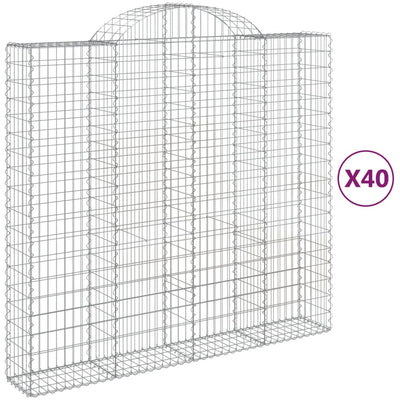 Arched Gabion Baskets 40 pcs 200x50x180/200 cm Galvanised Iron