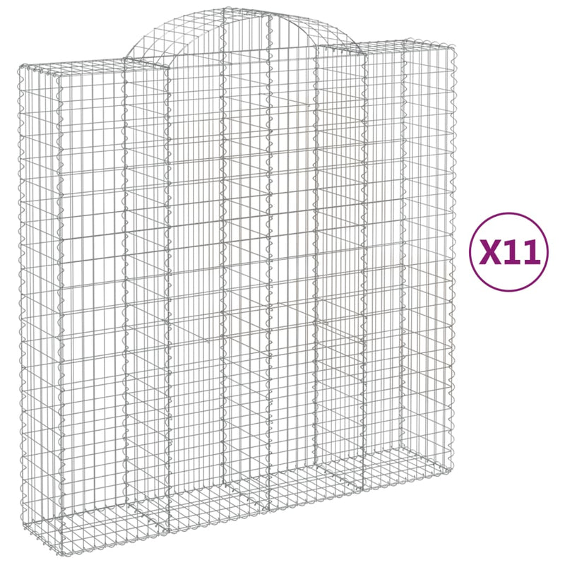 Arched Gabion Baskets 11 pcs 200x50x200/220 cm Galvanised Iron