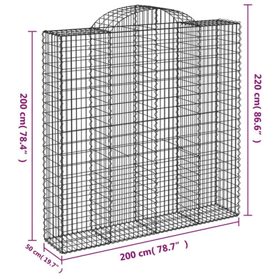 Arched Gabion Baskets 11 pcs 200x50x200/220 cm Galvanised Iron