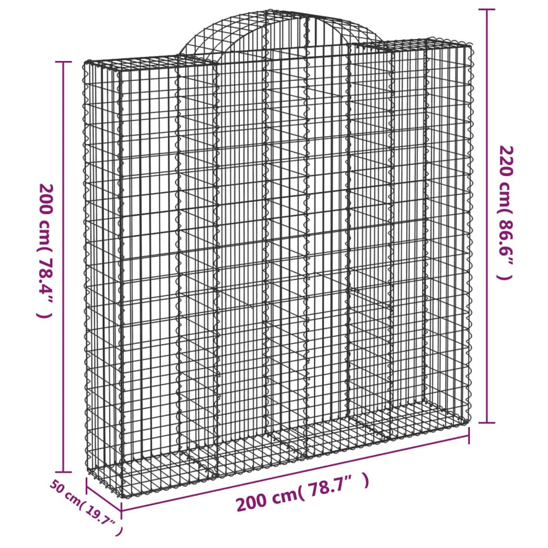 Arched Gabion Baskets 11 pcs 200x50x200/220 cm Galvanised Iron