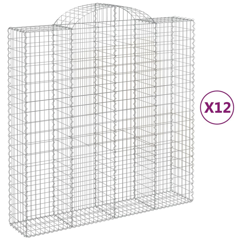 Arched Gabion Baskets 12 pcs 200x50x200/220 cm Galvanised Iron