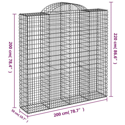 Arched Gabion Baskets 12 pcs 200x50x200/220 cm Galvanised Iron