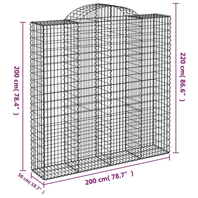 Arched Gabion Baskets 12 pcs 200x50x200/220 cm Galvanised Iron