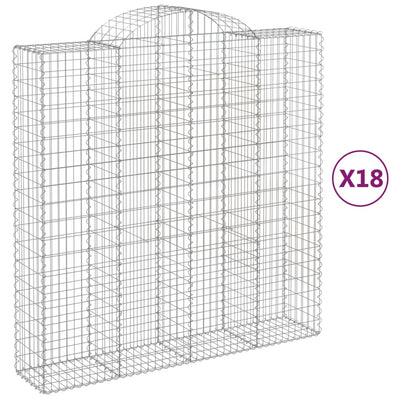 Arched Gabion Baskets 18 pcs 200x50x200/220 cm Galvanised Iron