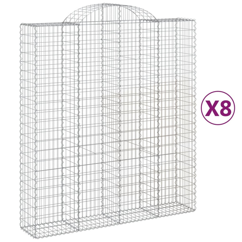 Arched Gabion Baskets 8 pcs 200x50x220/240 cm Galvanised Iron