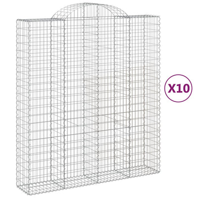 Arched Gabion Baskets 10 pcs 200x50x220/240 cm Galvanised Iron