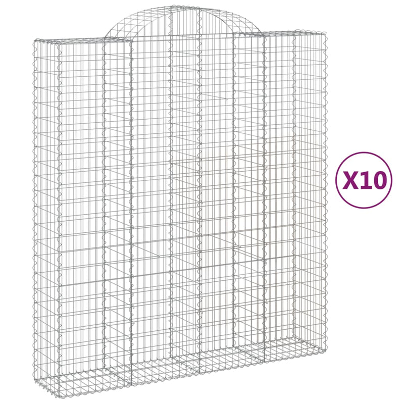 Arched Gabion Baskets 10 pcs 200x50x220/240 cm Galvanised Iron